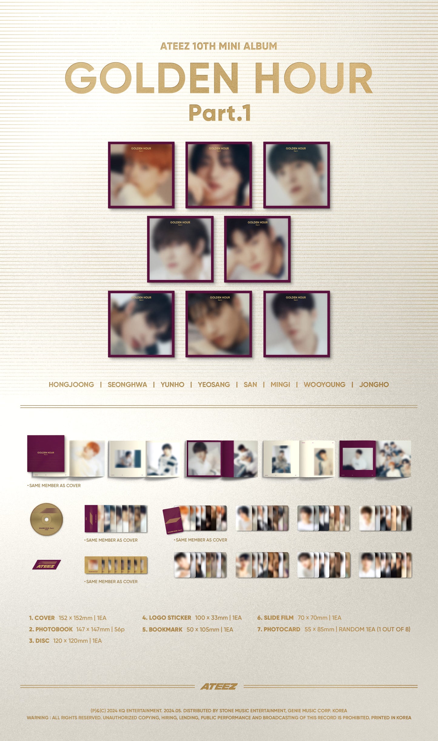 Ateez 10th Mini Album: Golden Hour Digipack (Random)