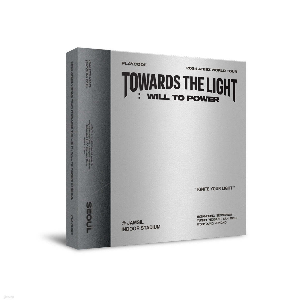Product packaging for ATEEZ World Tour 'Towards the Light: Will to Power' in Seoul.