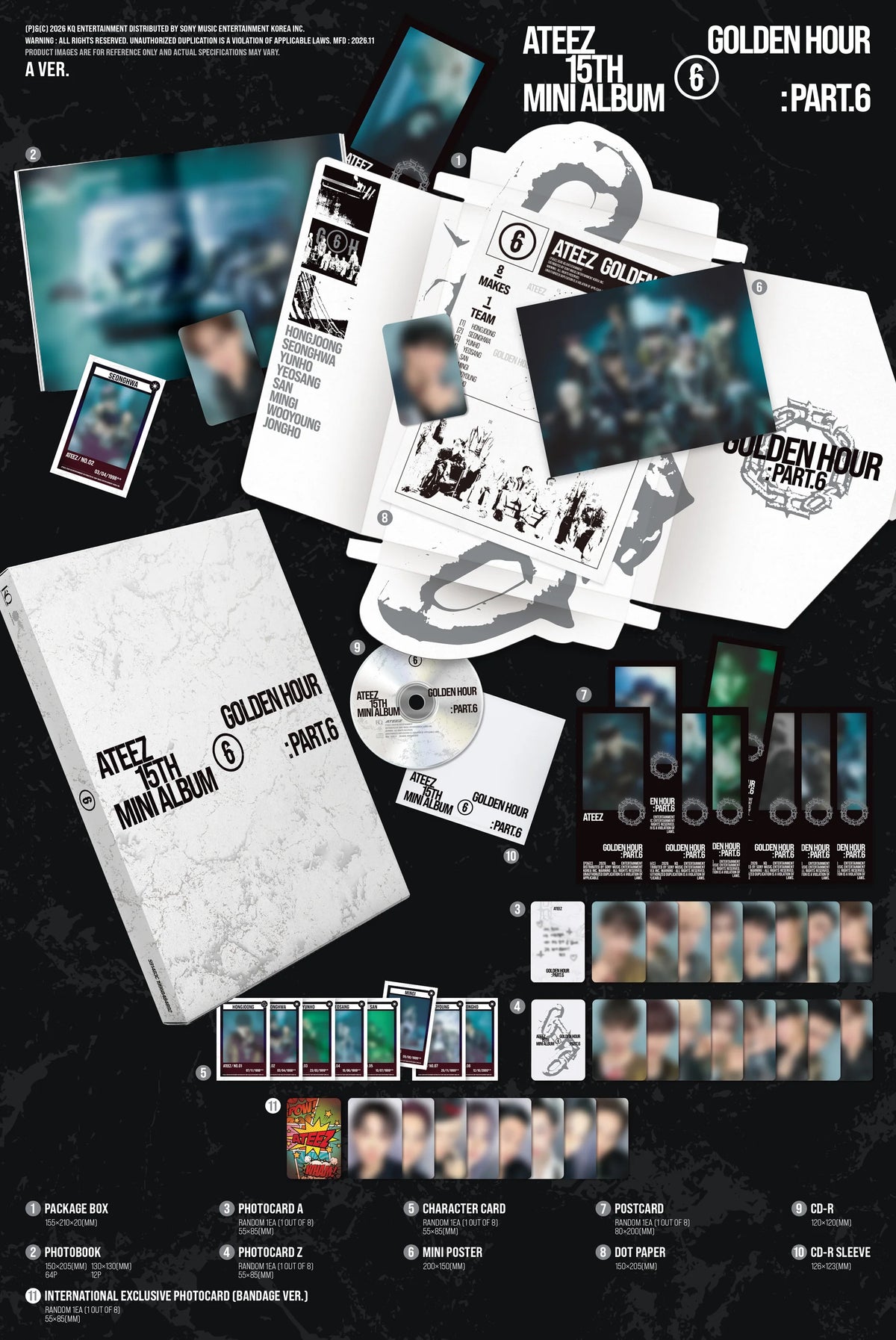 [Signed] ATEEZ - 15th Mini Album [GOLDEN HOUR : Part.6] (A Ver. / Diary Ver. / Z Ver.)