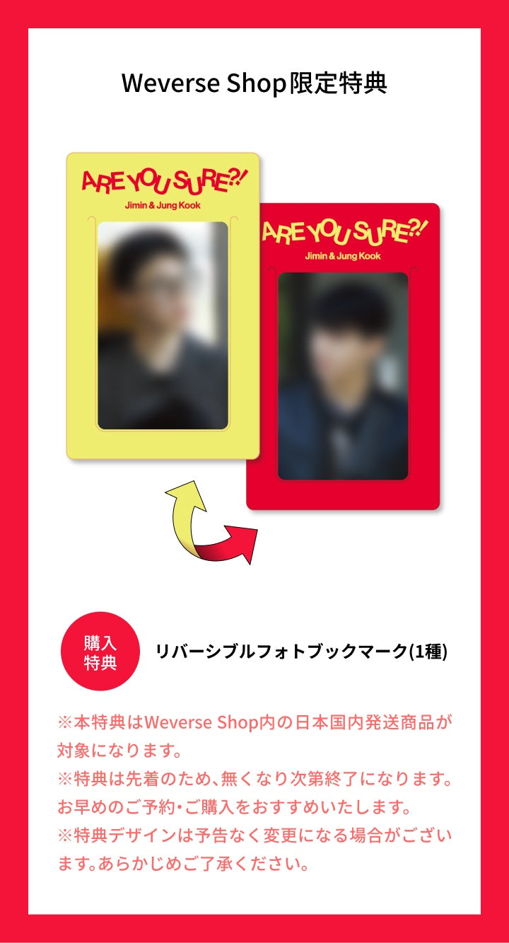 Jimin & Jungkook Are You Sure 2 Photobook w/Special Gift JP Photo Bookmark
