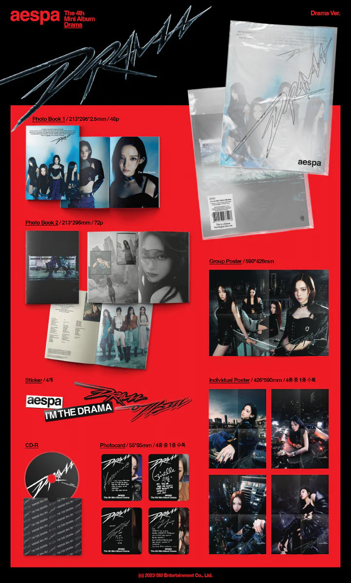 Aespa 4th Mini Album: Drama (Drama Version) available at MountainPop Music. Album inclusions pictured