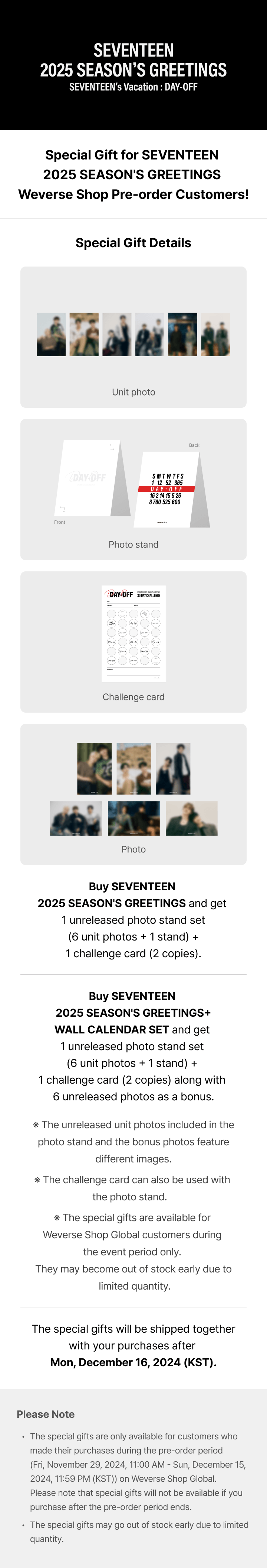 Seventeen 2025 Season's Greetings Set with Calendar and POB