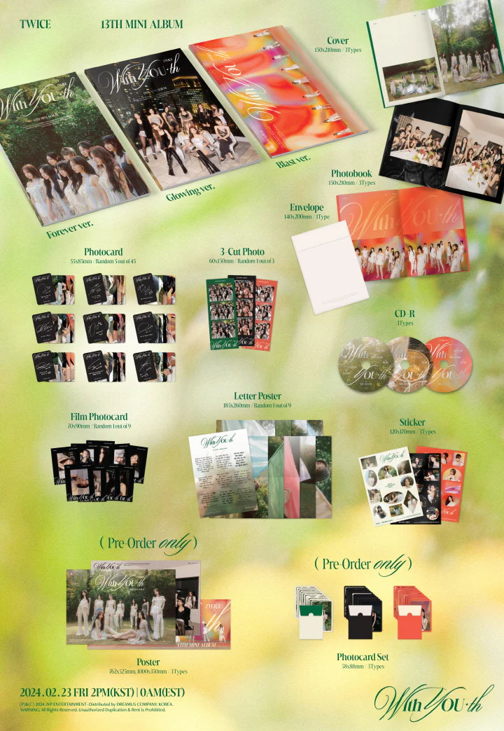 Twice 13th Mini Album: With You-th w/POB Photocard Set & Poster
